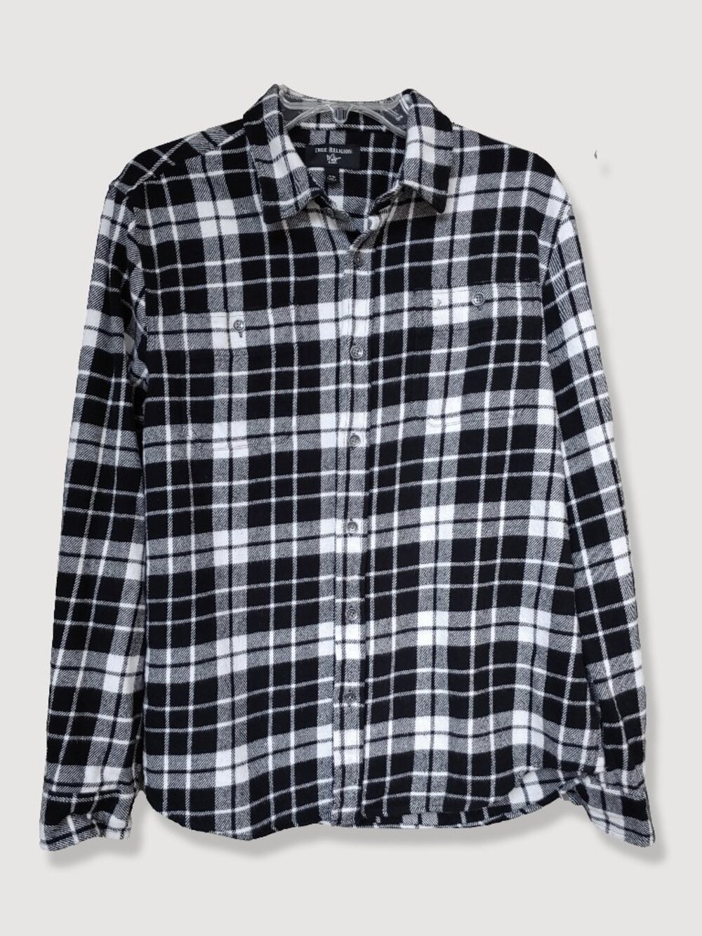True Religion Flannel Shirt 90s Grunge Loose Fir Button Front Long Sleeve Top